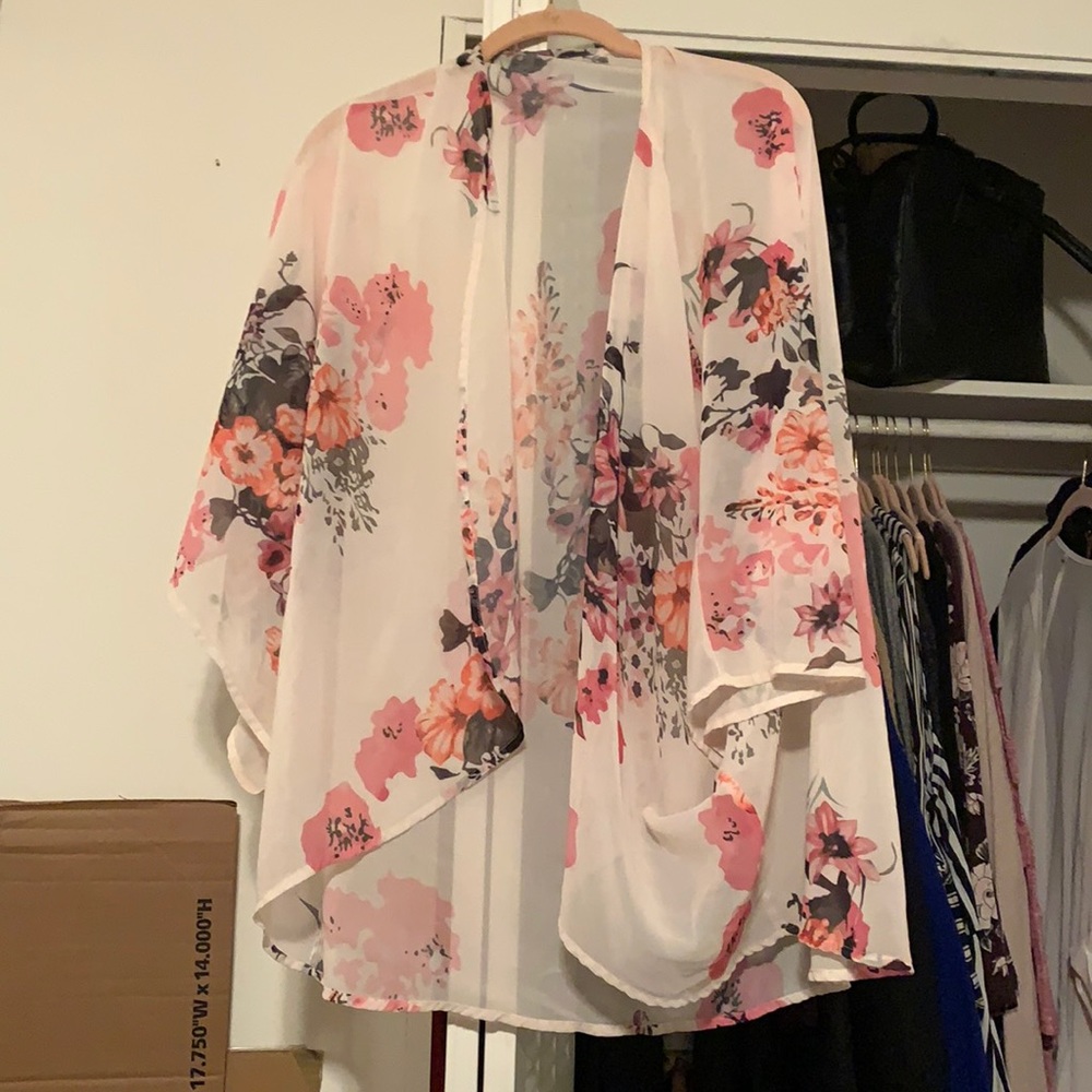 Pink floral kimono